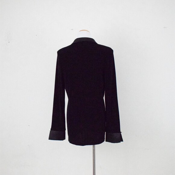 Vintage Black Polyester Lapel Jacket by TTC The Travel Collection‎ Size Medium - Picture 3 of 10